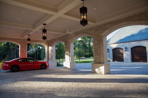 Classic iron lantern pendants porte cochere by Solara Custom Living