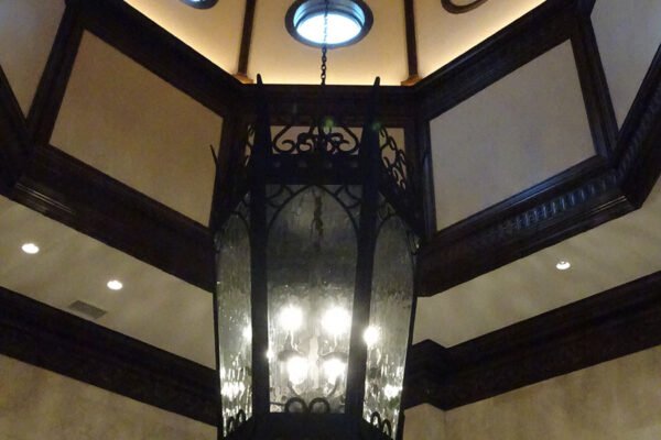 Classic iron lantern pendant domed ceiling by Solara Custom Living