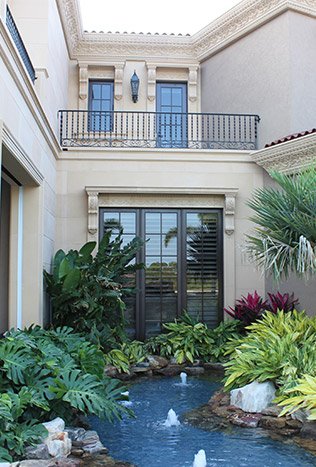 Classic steel patio doors balcony railing courtyard by Solara Custom Living