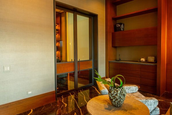 Low profile steel pocket sliding door study by Solara Custom Living