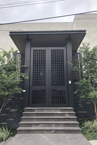 Modern steel barragan grid entry door mod s3 086 by Solara Custom Living