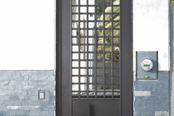 Modern steel barragan pedestrian gate by Solara Custom Living