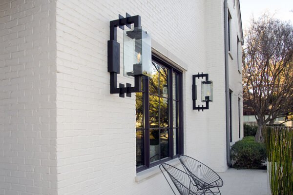 Modern steel glass outdoor wall sconce by Solara Custom Living