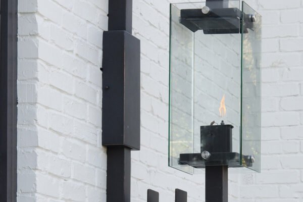 Modern steel glass wall sconce white brick by Solara Custom Living