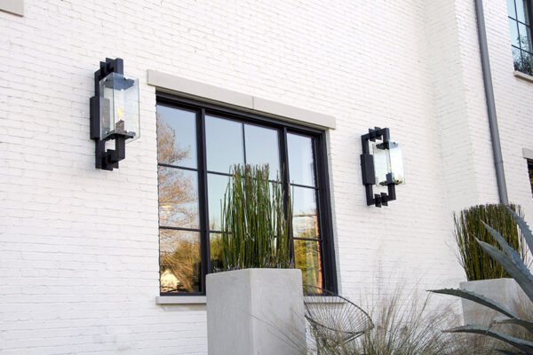 Modern steel window outdoor wall sconces by Solara Custom Living