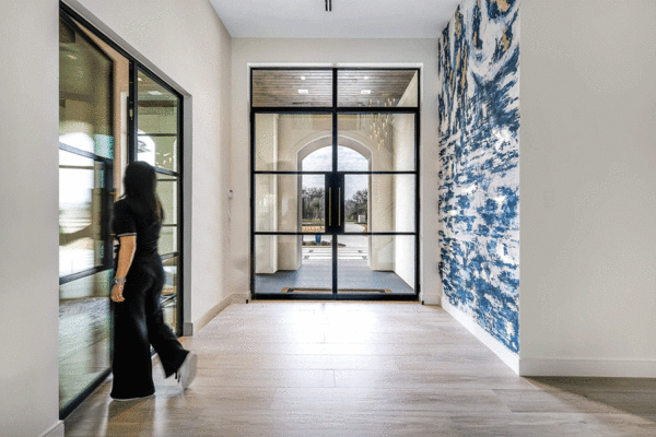 Jansen steel divided lite door gallery hallway by Solara Custom Living